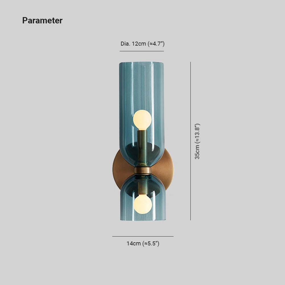 Interior Wall Light | Glass Shade & Metal Frame | Blue, Gray & White