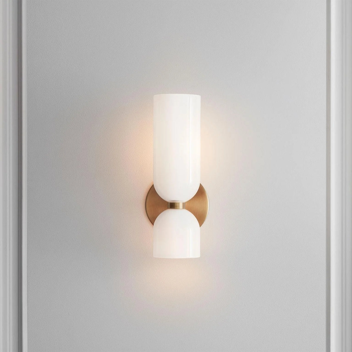 Interior Wall Light | Glass Shade & Metal Frame | Blue, Gray & White