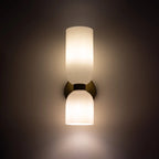 Interior Wall Light | Glass Shade & Metal Frame | Blue, Gray & White