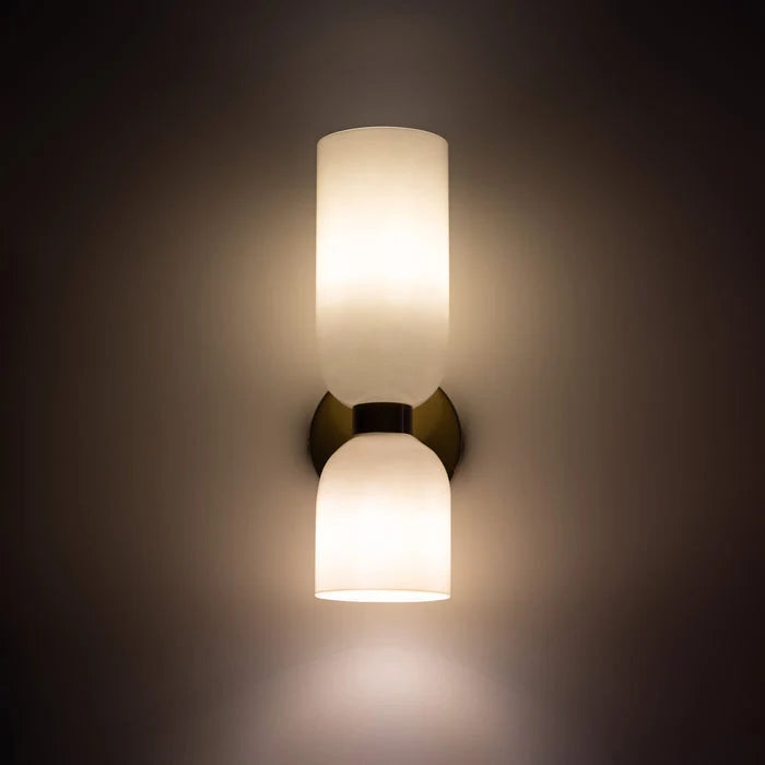 Interior Wall Light | Glass Shade & Metal Frame | Blue, Gray & White