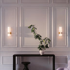 Interior Wall Light | Glass Shade & Metal Frame | Blue, Gray & White