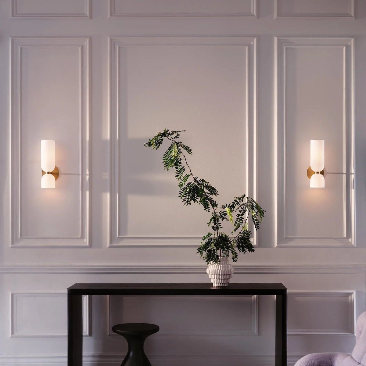 Interior Wall Light | Glass Shade & Metal Frame | Blue, Gray & White