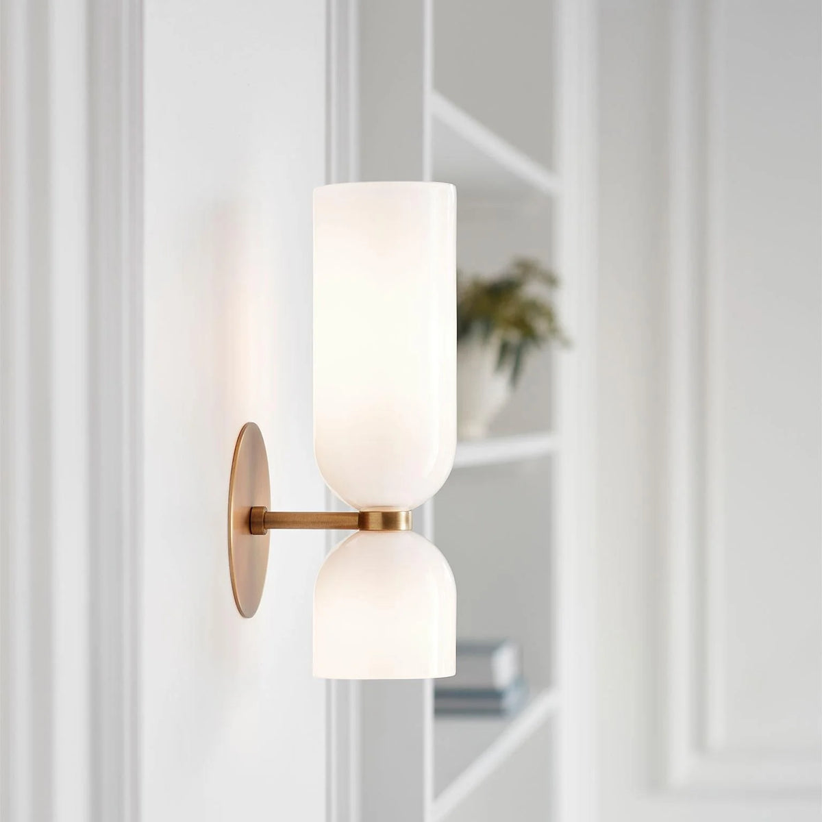 Interior Wall Light | Glass Shade & Metal Frame | Blue, Gray & White