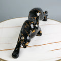 Jaguar Sculpture | Hand-Carved Natural Stone | Black & Gold Finish