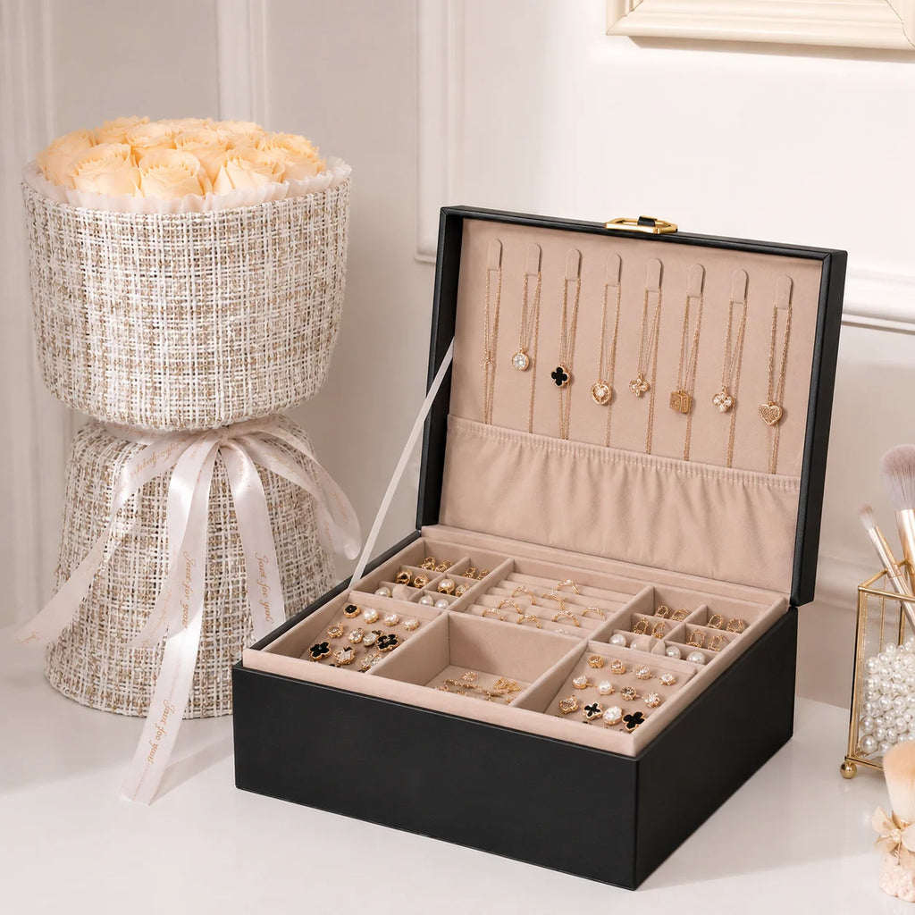 Jewelry Box | Two-Tier Expandable Tray & Soft Lining