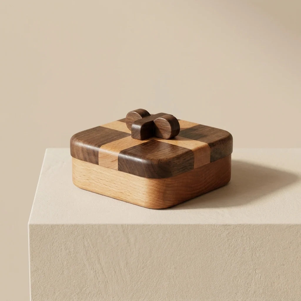 Jewelry Organizer Box | Two-Tone Banded Lid & Sliding Cross Opening