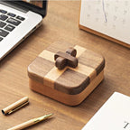 Jewelry Organizer Box | Two-Tone Banded Lid & Sliding Cross Opening