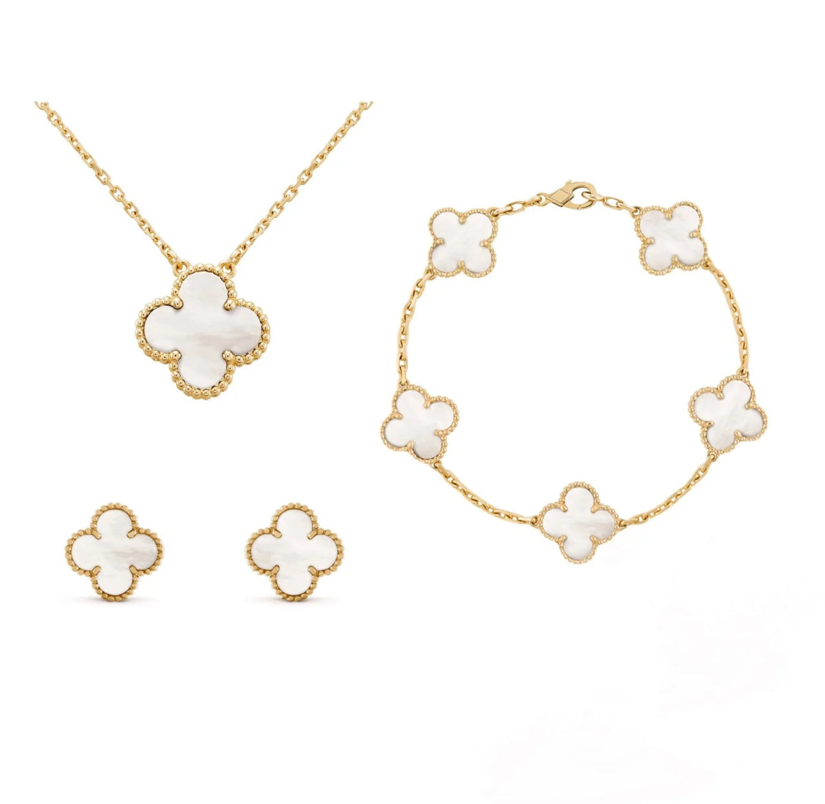 Jewelry Set | Mother-Of-Pearl & 18 Carat Gold-Plated | 3-Piece Set