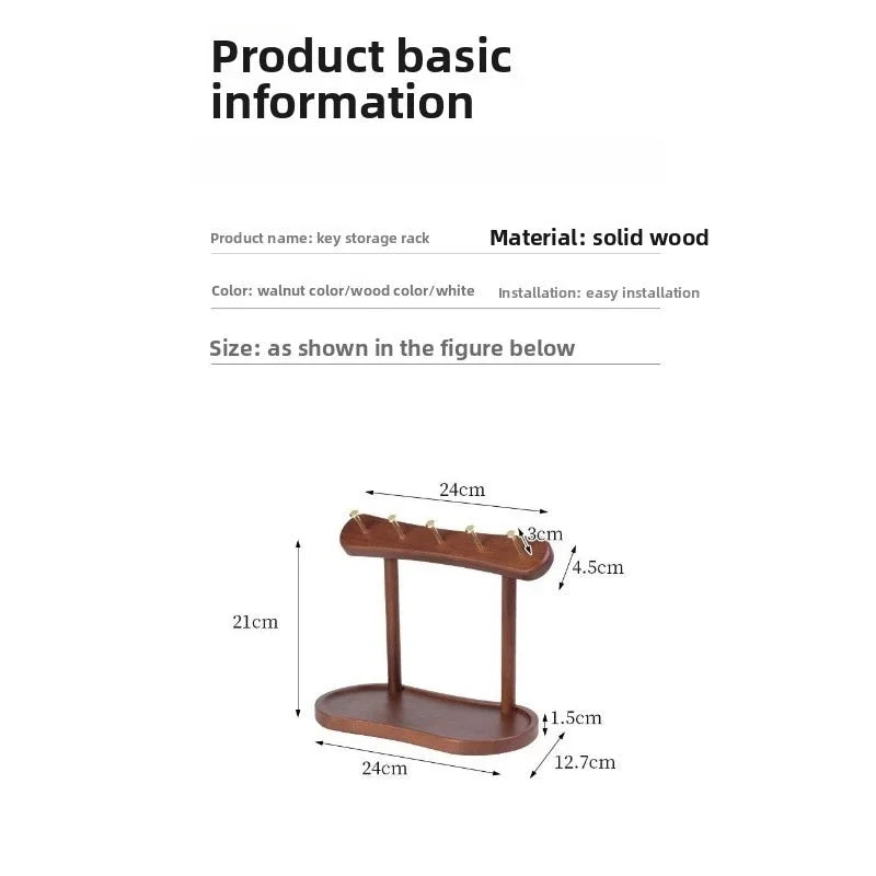 Key Organizer Wall Hook | Solid Wood & Moisture-Resistant Tray