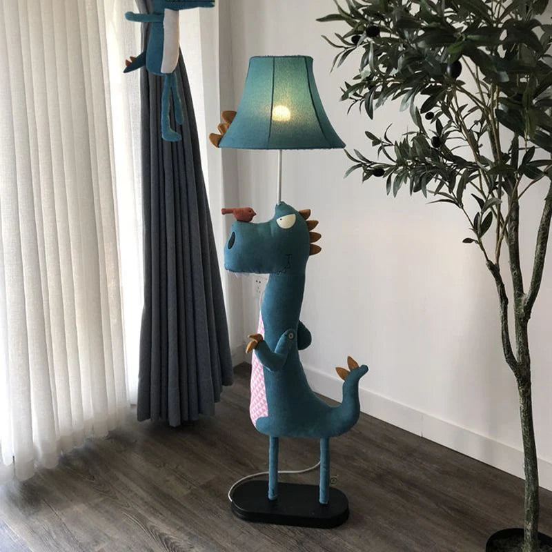 Kids Floor Lamp | Dinosaur-Shaped LED Metal & Fabric | 130 cm