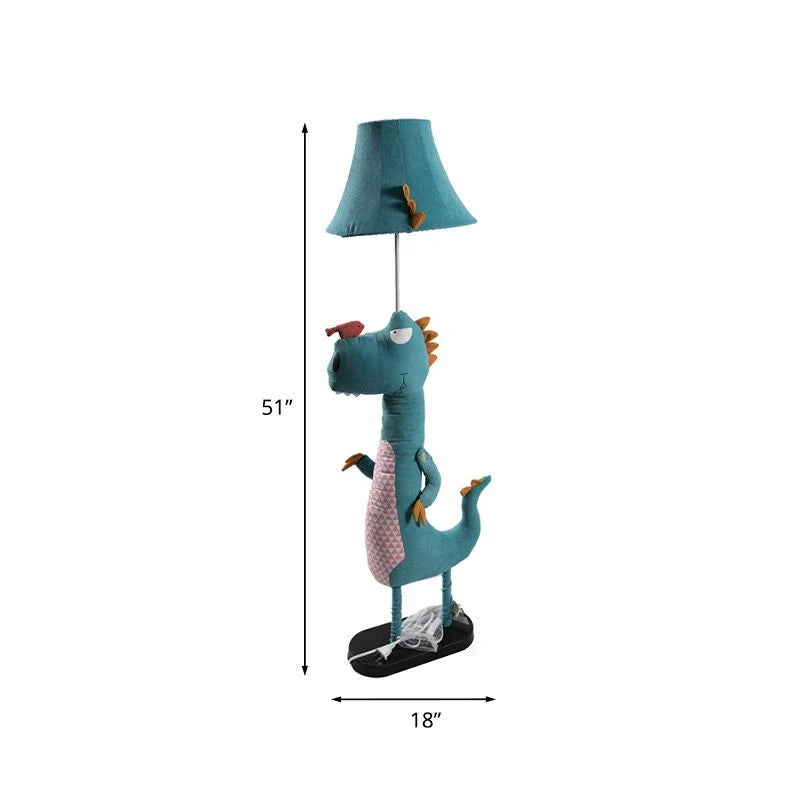 Kids Floor Lamp | Dinosaur-Shaped LED Metal & Fabric | 130 cm