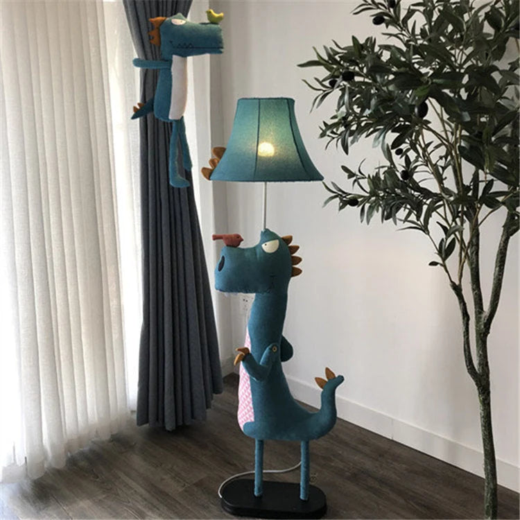 Kids Floor Lamp | Dinosaur-Shaped LED Metal & Fabric | 130 cm