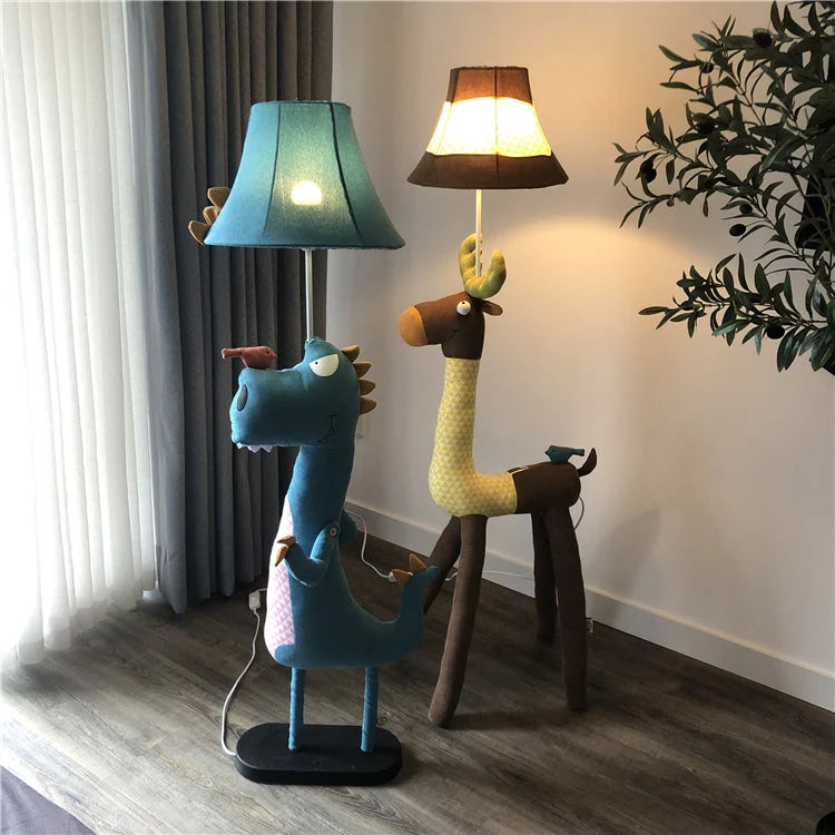 Kids Floor Lamp | Dinosaur-Shaped LED Metal & Fabric | 130 cm