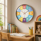 Kids Wall Clock | Low-Noise Quartz & Colorful Dial | 30 cm