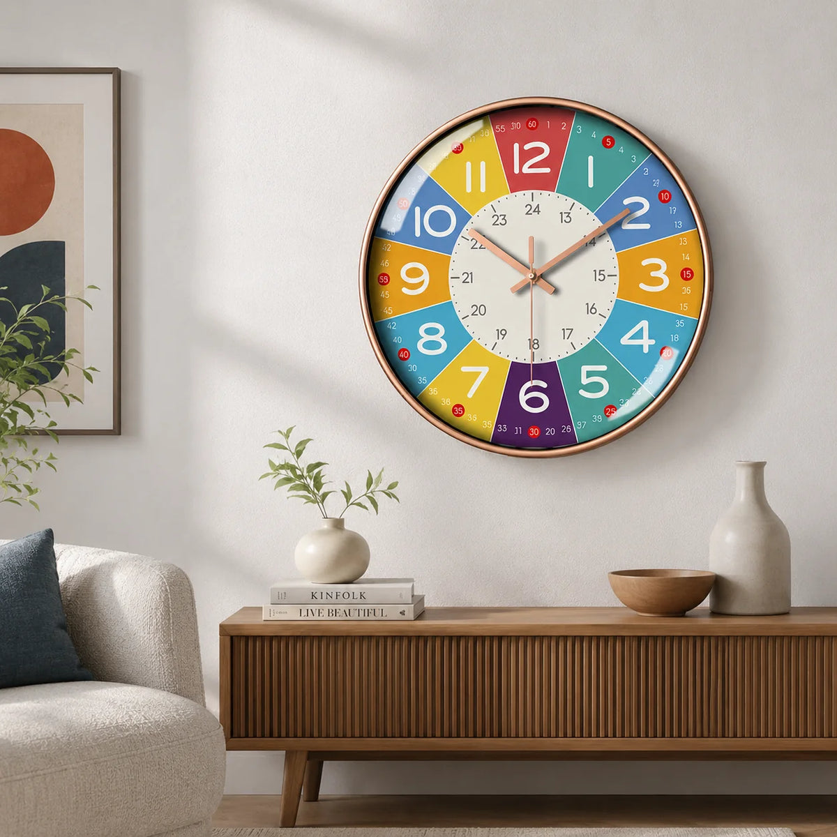 Kids Wall Clock | Low-Noise Quartz & Colorful Dial | 30 cm