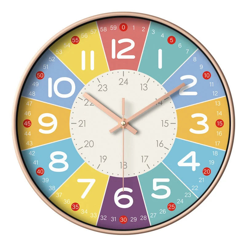 Kids Wall Clock | Low-Noise Quartz & Colorful Dial | 30 cm