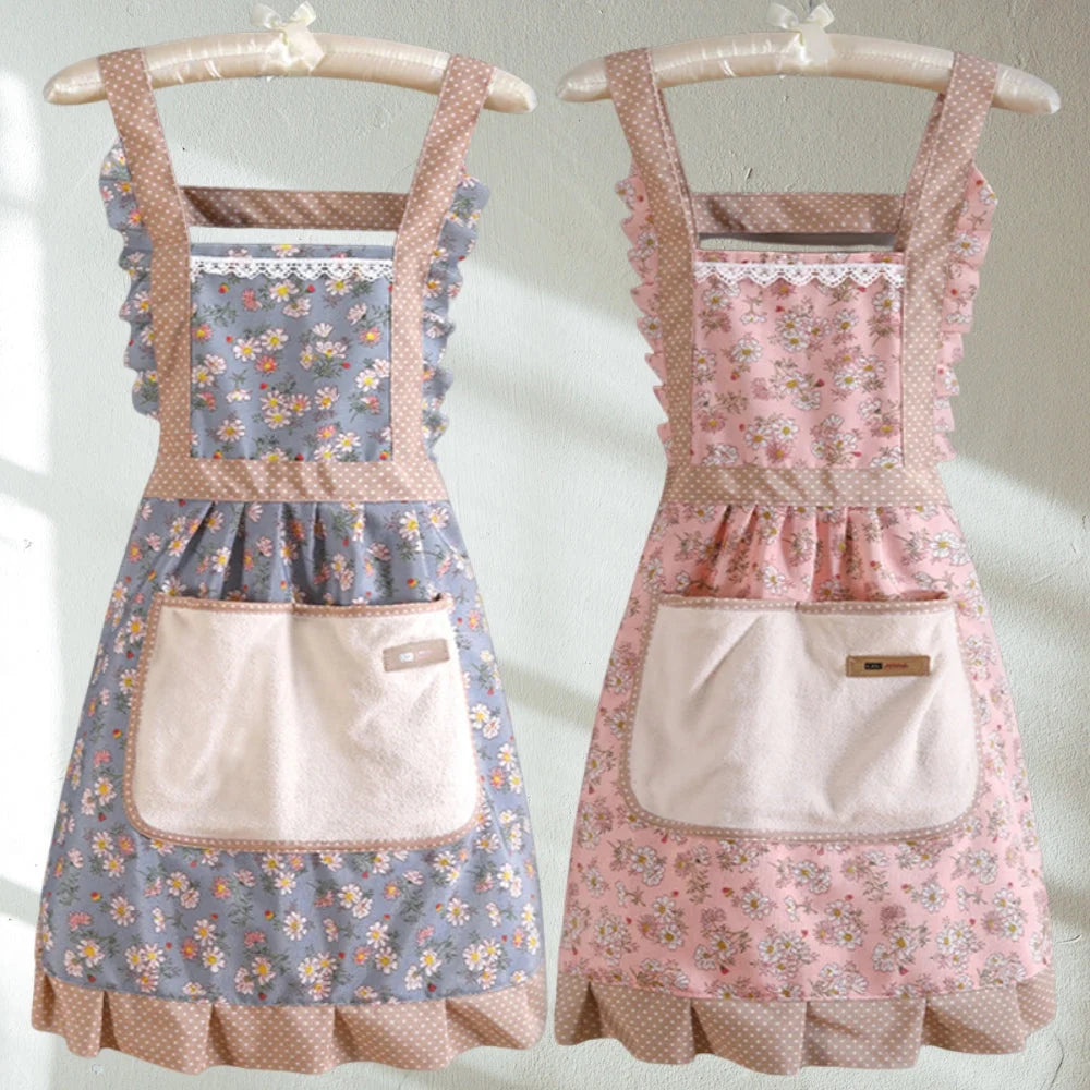 Kitchen Apron | Floral Cotton, Waterproof & Oil-Resistant