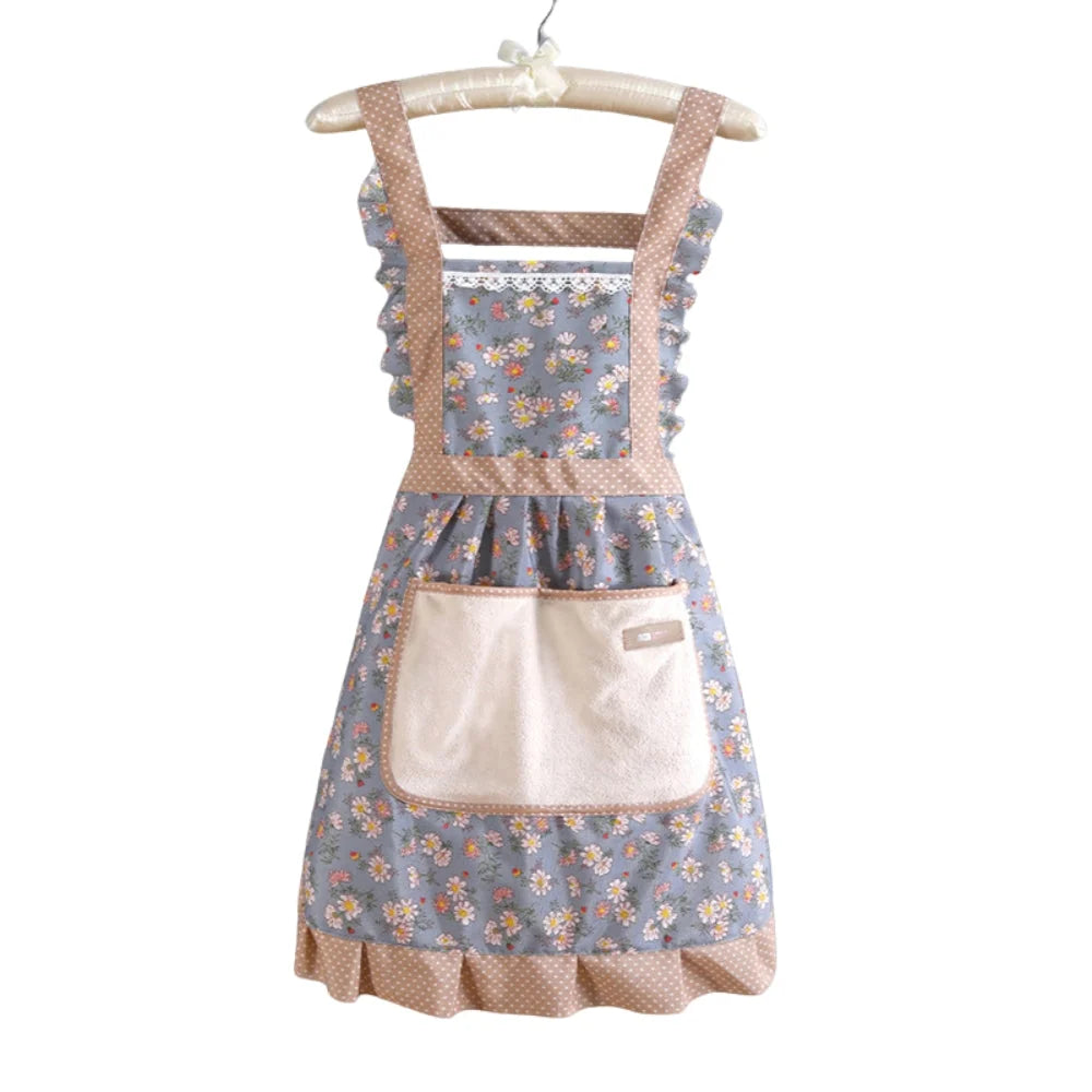 Kitchen Apron | Floral Cotton, Waterproof & Oil-Resistant