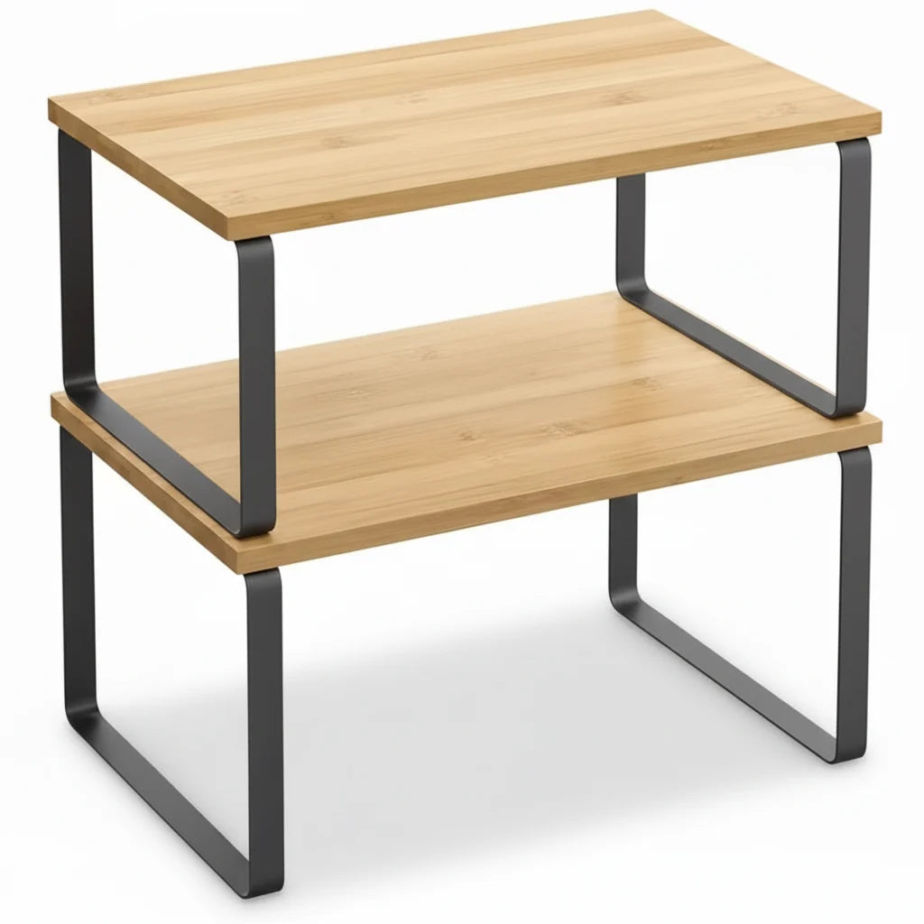 Kitchen Cabinet Organizer | Stackable & Tool-Free Metal Frame | Set of 4