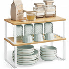 Kitchen Cabinet Organizer | Stackable & Tool-Free Metal Frame | Set of 4