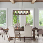 Kitchen Island Chandelier | 5-Light Height-Adjustable Wood & Metal