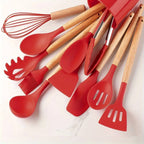 Kitchen Utensil Set | Heat-Resistant Silicone & Wooden Handles | Set of 12