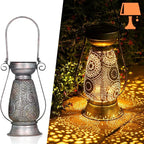 Lantern Lamp | Solar-Powered Pierced Pattern & Warm Glow | Indoor/Outdoor