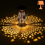 Lantern Lamp | Solar-Powered Pierced Pattern & Warm Glow | Indoor/Outdoor
