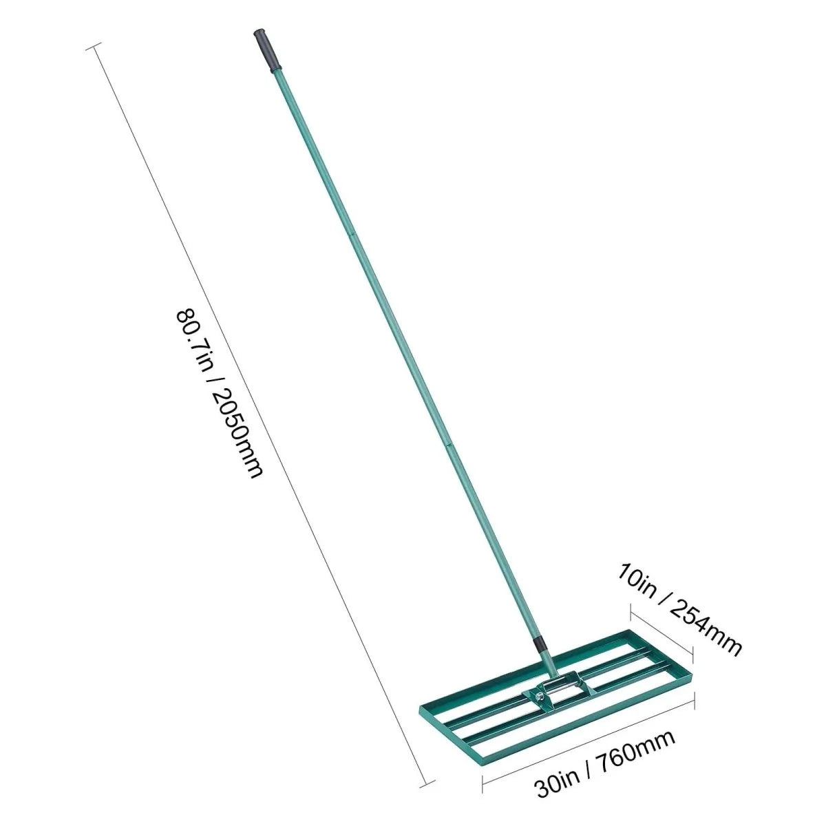 Lawn Rake | Aluminum Alloy Base & Ergonomic Long Handle | 91 x 25 cm