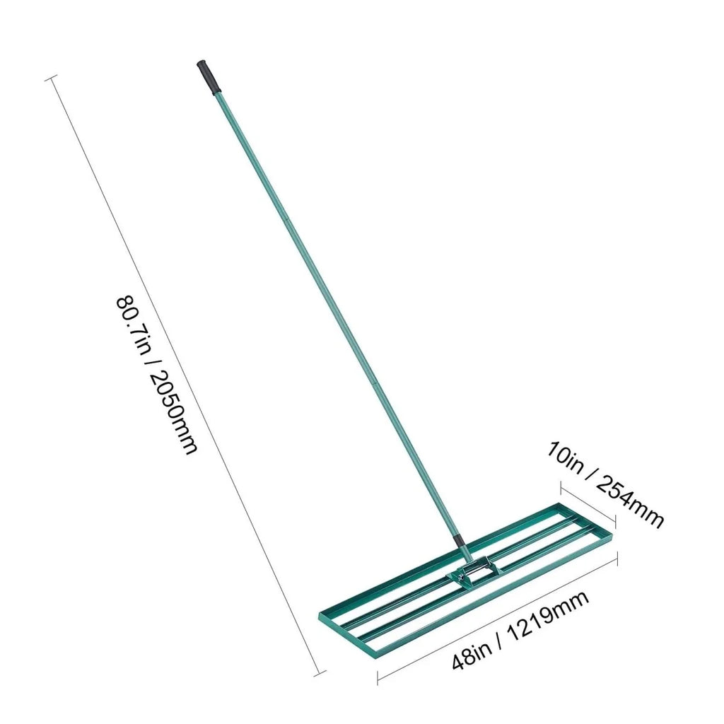 Lawn Rake | Aluminum Alloy Base & Ergonomic Long Handle | 91 x 25 cm