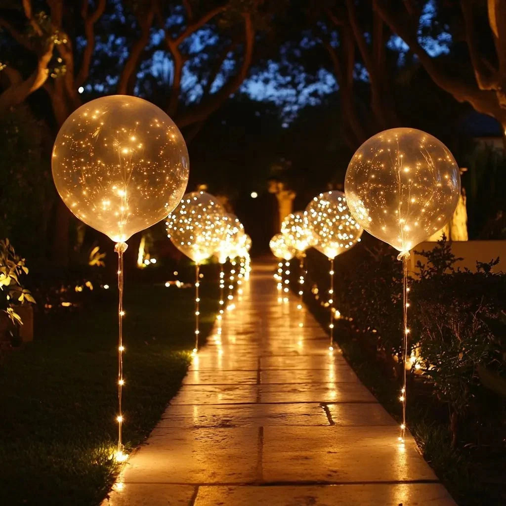 LED Balloons | Transparent With Warm White Fairy Lights | Set of 10