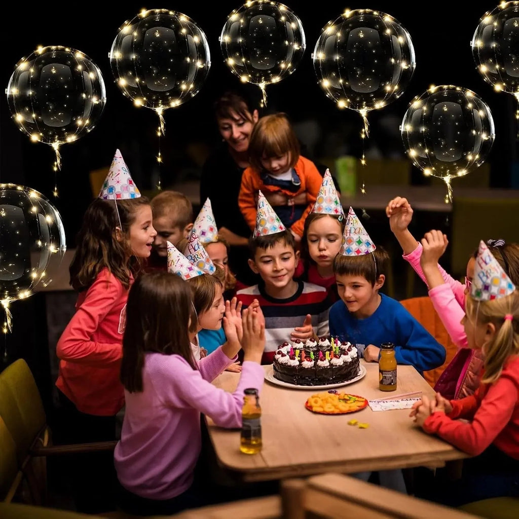 LED Balloons | Transparent With Warm White Fairy Lights | Set of 10