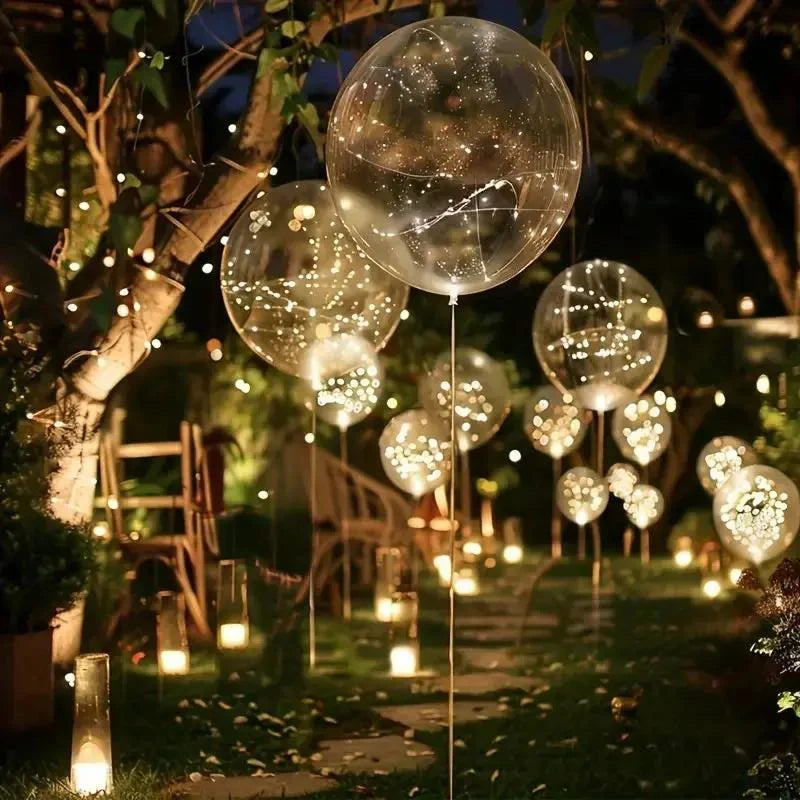 LED Balloons | Transparent With Warm White Fairy Lights | Set of 10