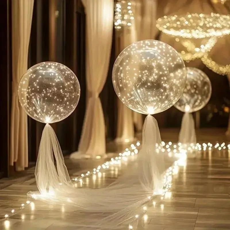 LED Balloons | Transparent With Warm White Fairy Lights | Set of 10