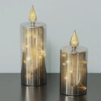 LED Candle Set | Smoky Glass Starry LEDs & 6-Hour Timer | 2-Piece Set