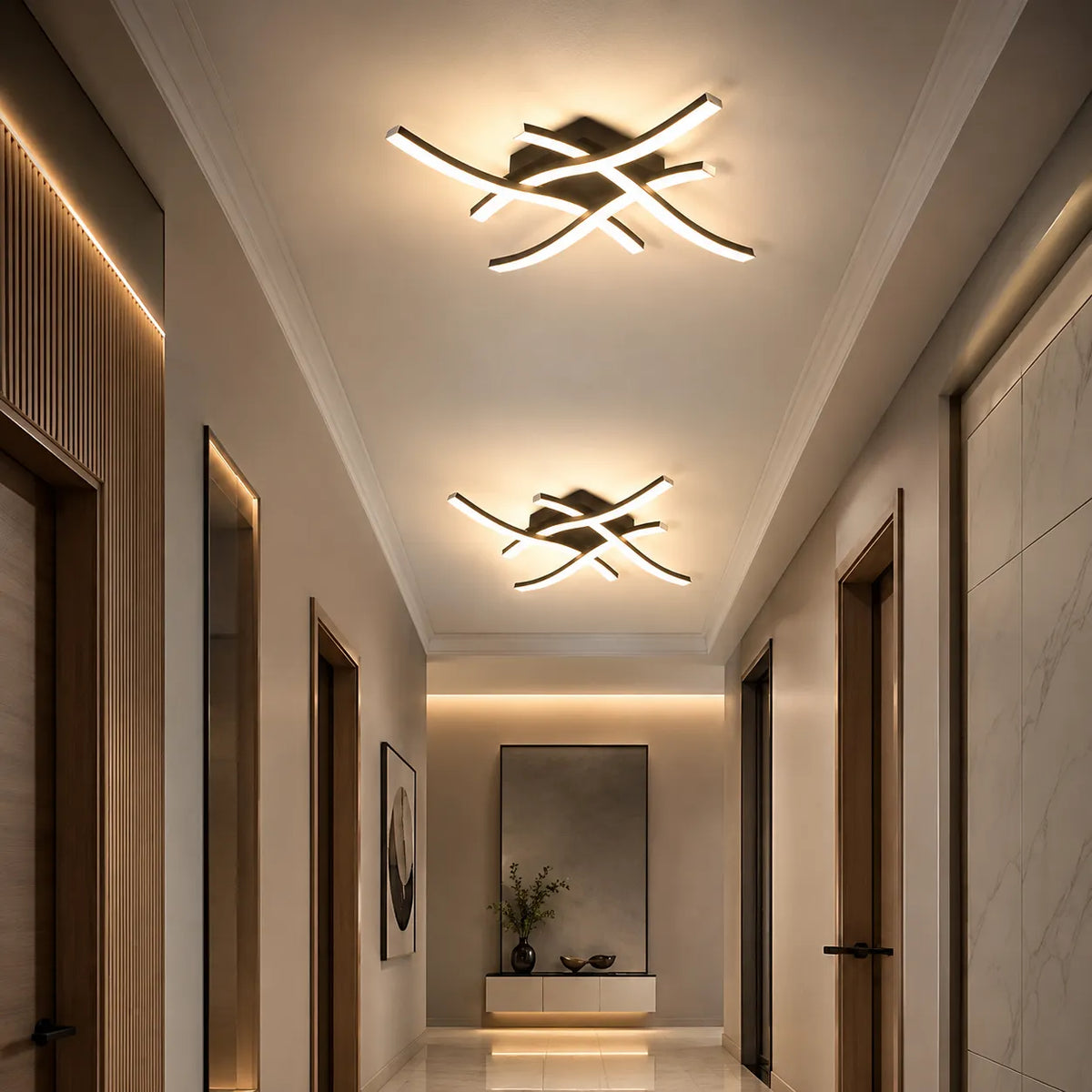 LED Ceiling Light | Curved Aluminum & Silicone | Adjustable Color Temp