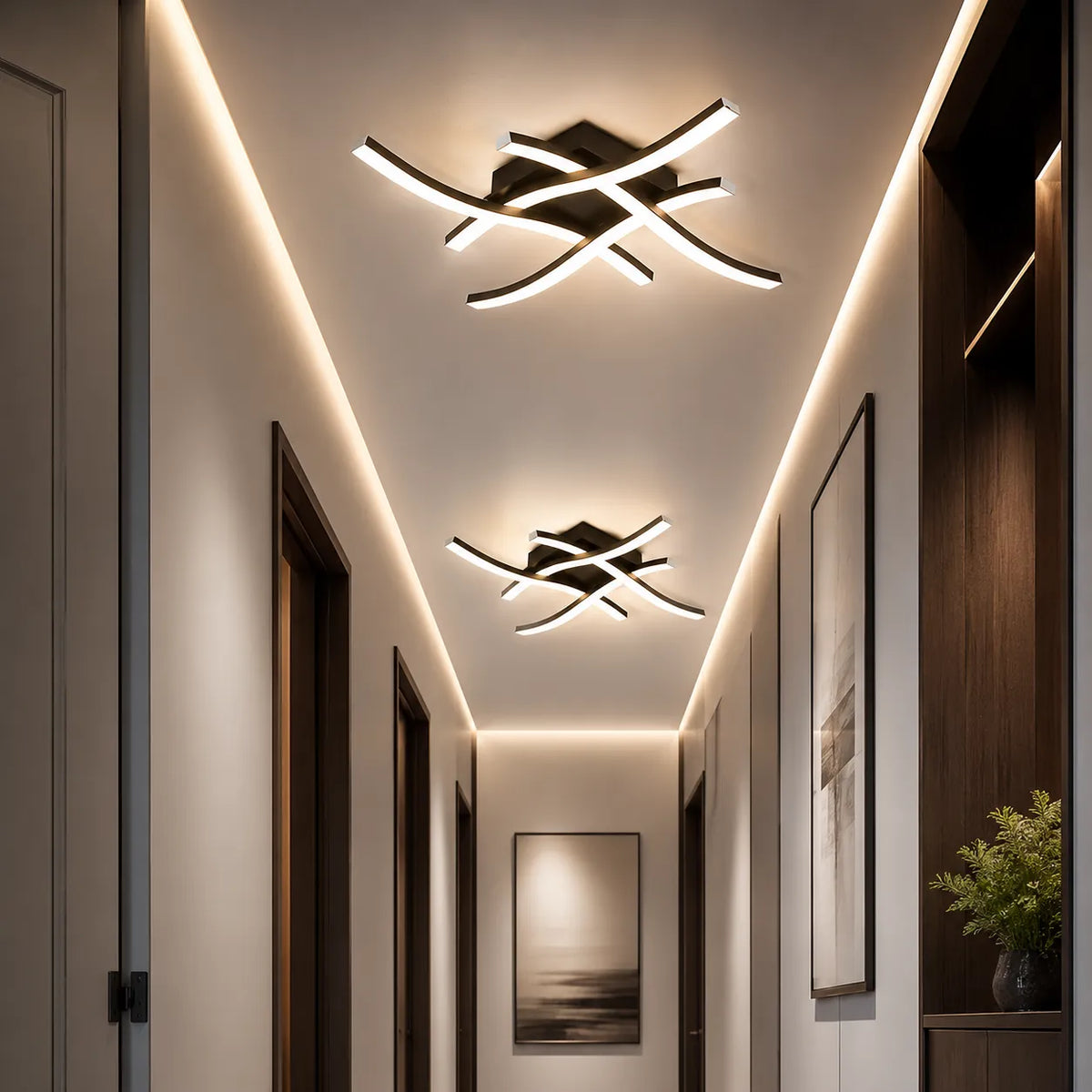 LED Ceiling Light | Curved Black Aluminum & Silicone | Dimmable