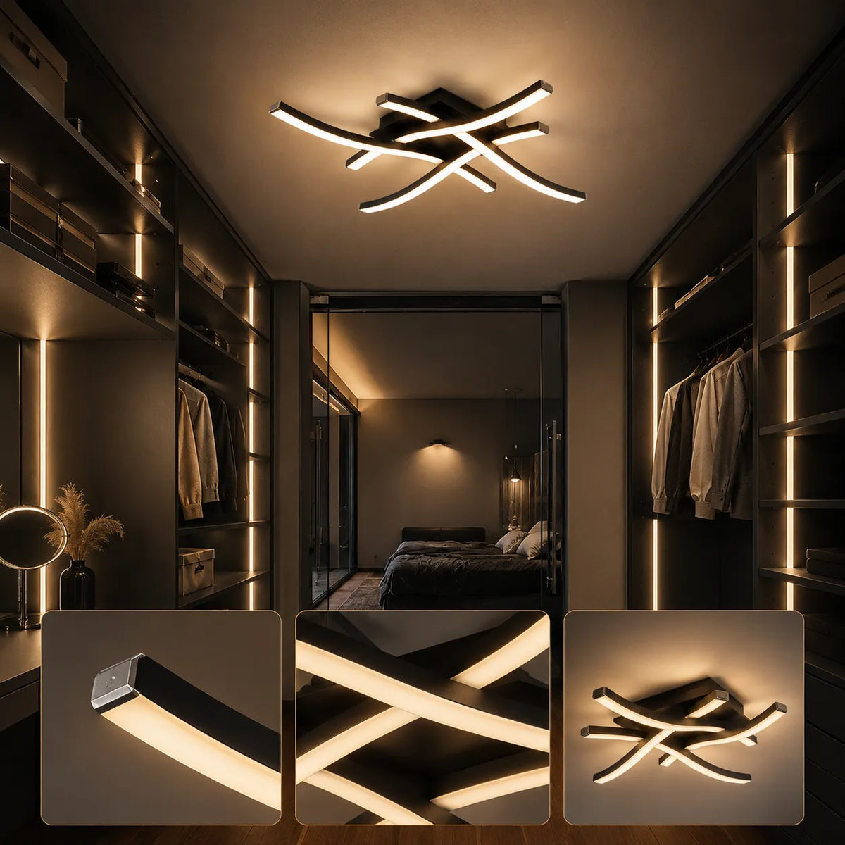 LED Ceiling Light | Curved Black Aluminum & Silicone | Dimmable