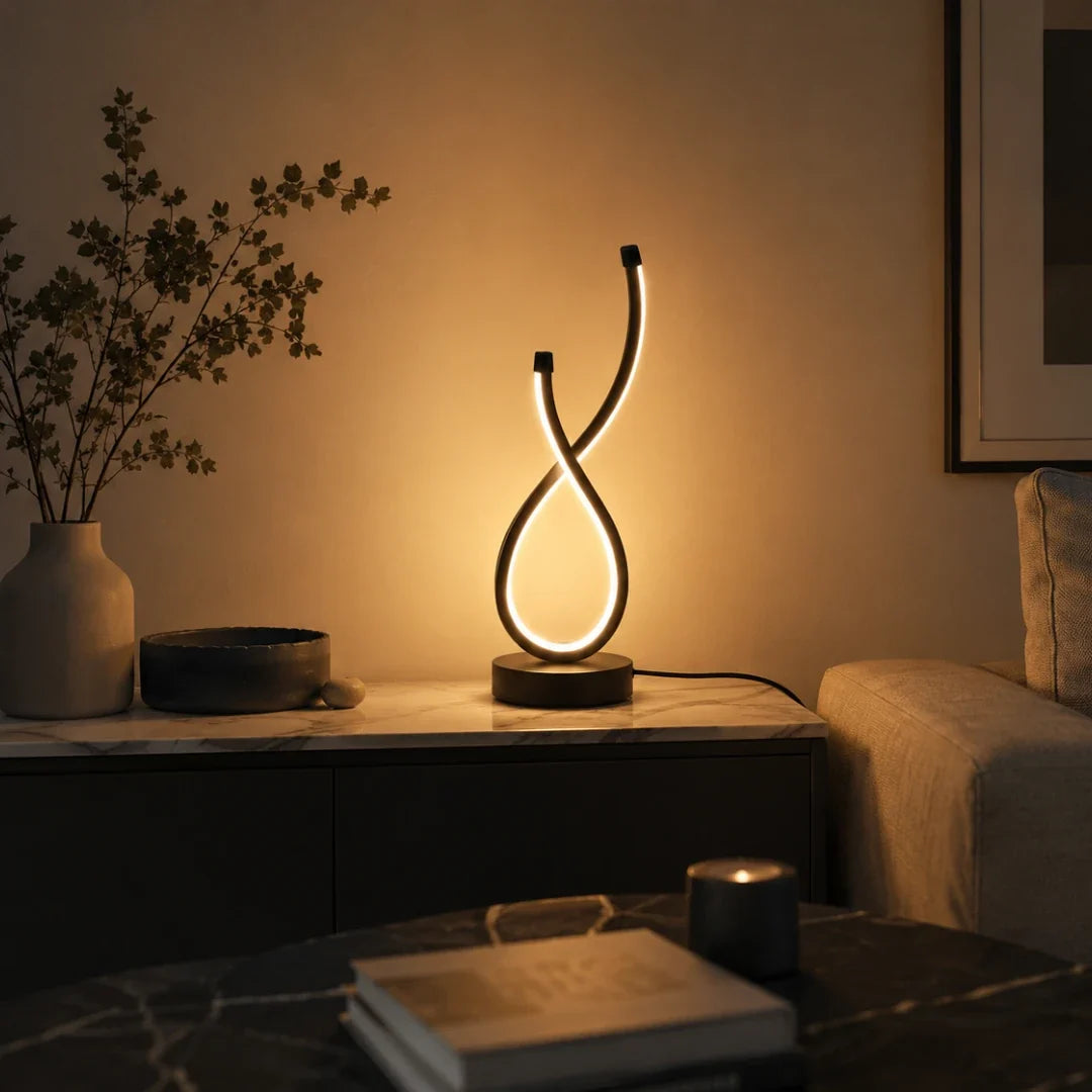 LED Desk Lamp | Infinity Loop & 3 Light Modes | 36 x 11 cm