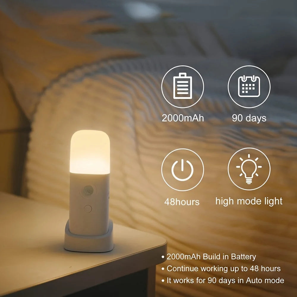 LED Night Lamp | Motion Sensor, Adjustable Brightness & USB-Rechargeable