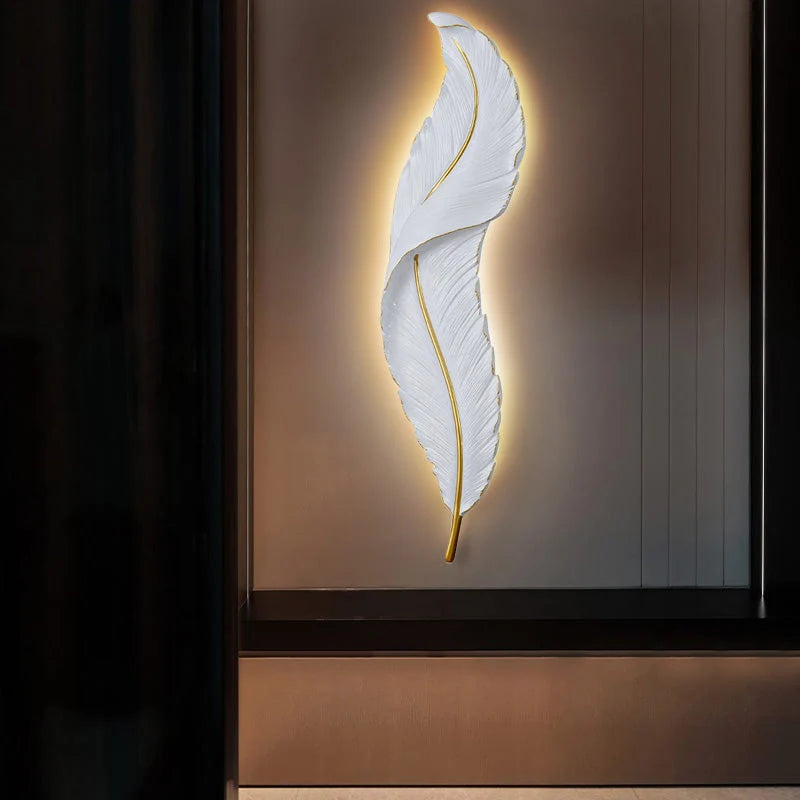 LED Wall Light | Feather-Inspired Backlit & Dimmable