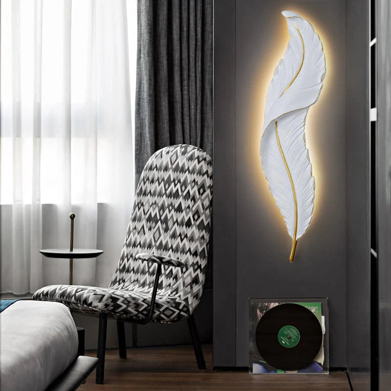 LED Wall Light | Feather-Inspired Backlit & Dimmable