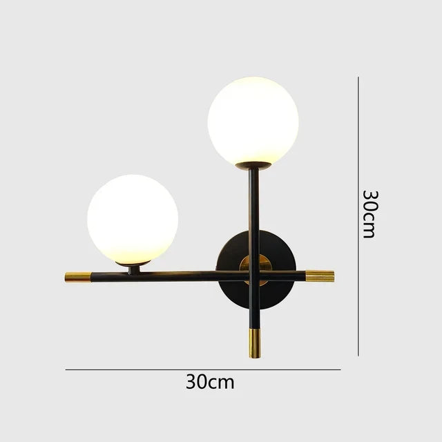 LED Wall Light | Round Glass Globe & Metal Base