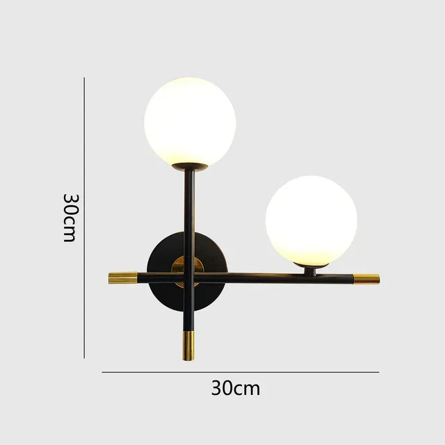 LED Wall Light | Round Glass Globe & Metal Base