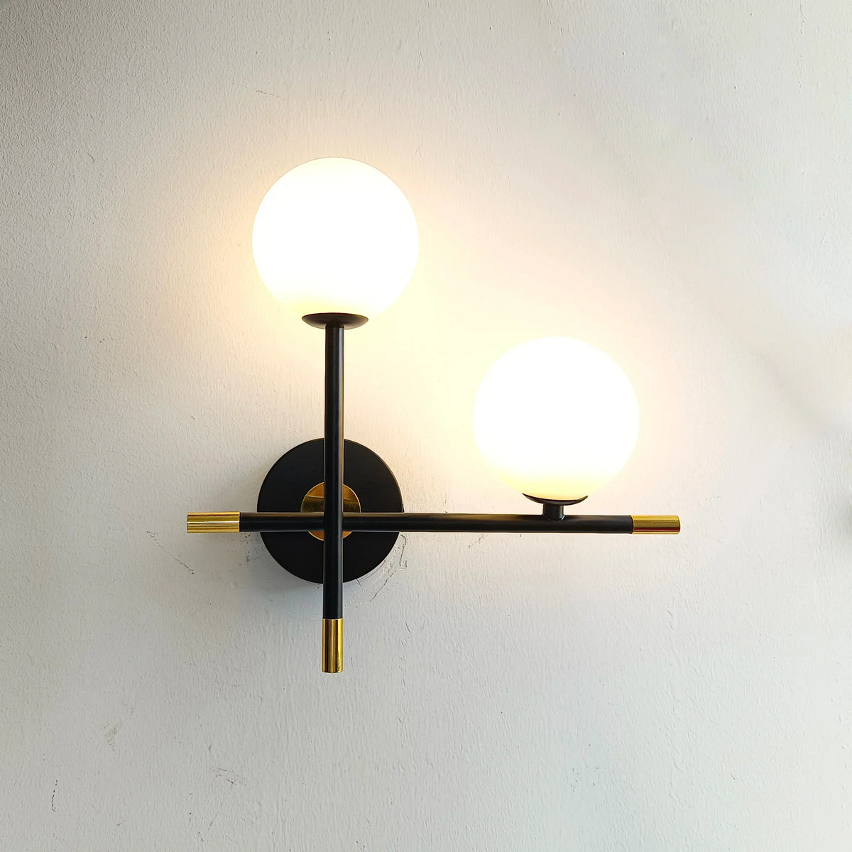 LED Wall Light | Round Glass Globe & Metal Base