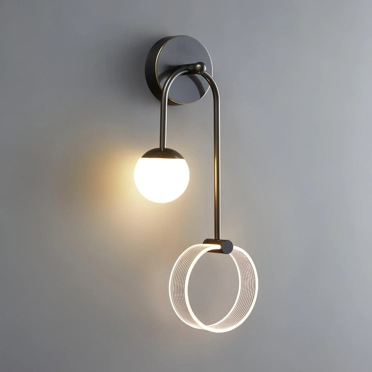 LED Wall Light | Tricolor LED & Brass Glass