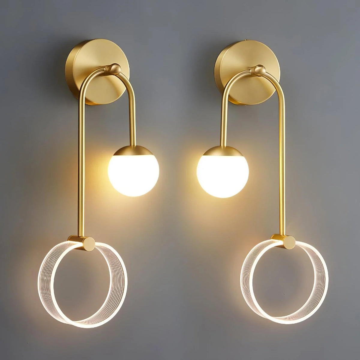 LED Wall Light | Tricolor LED & Brass Glass