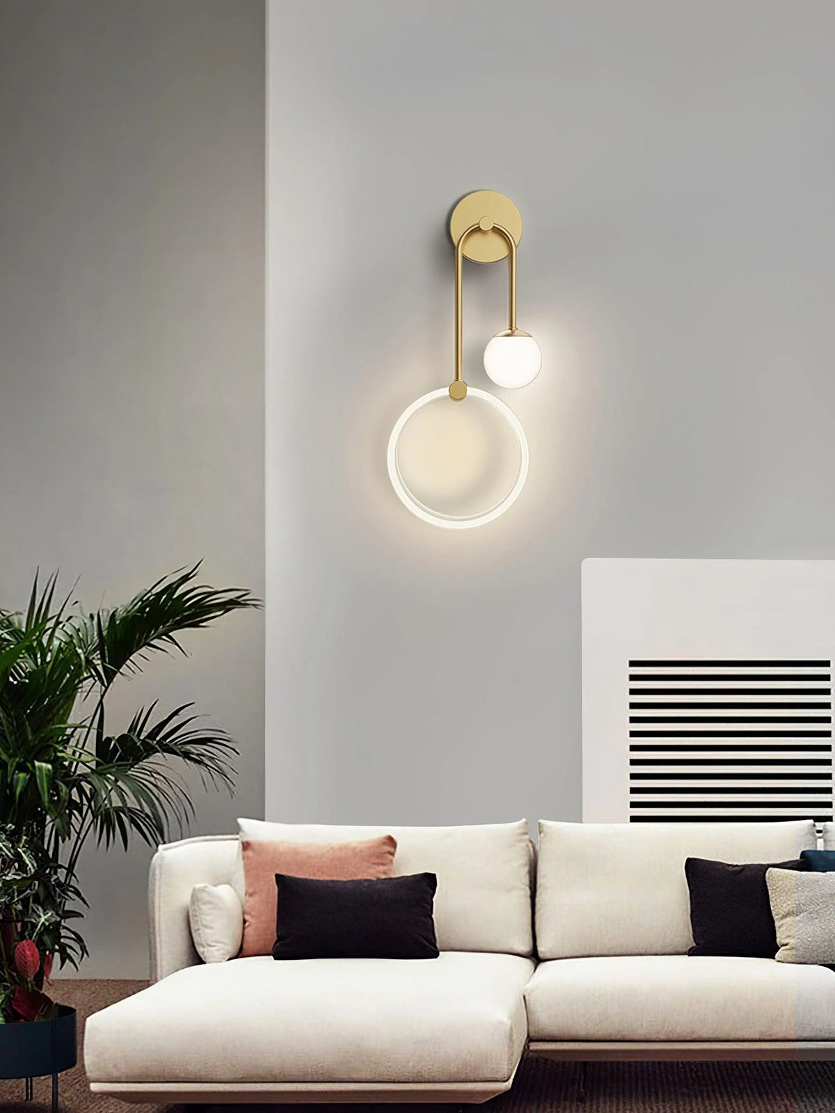 LED Wall Light | Tricolor LED & Brass Glass