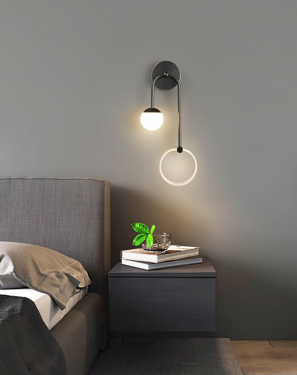 LED Wall Light | Tricolor LED & Brass Glass