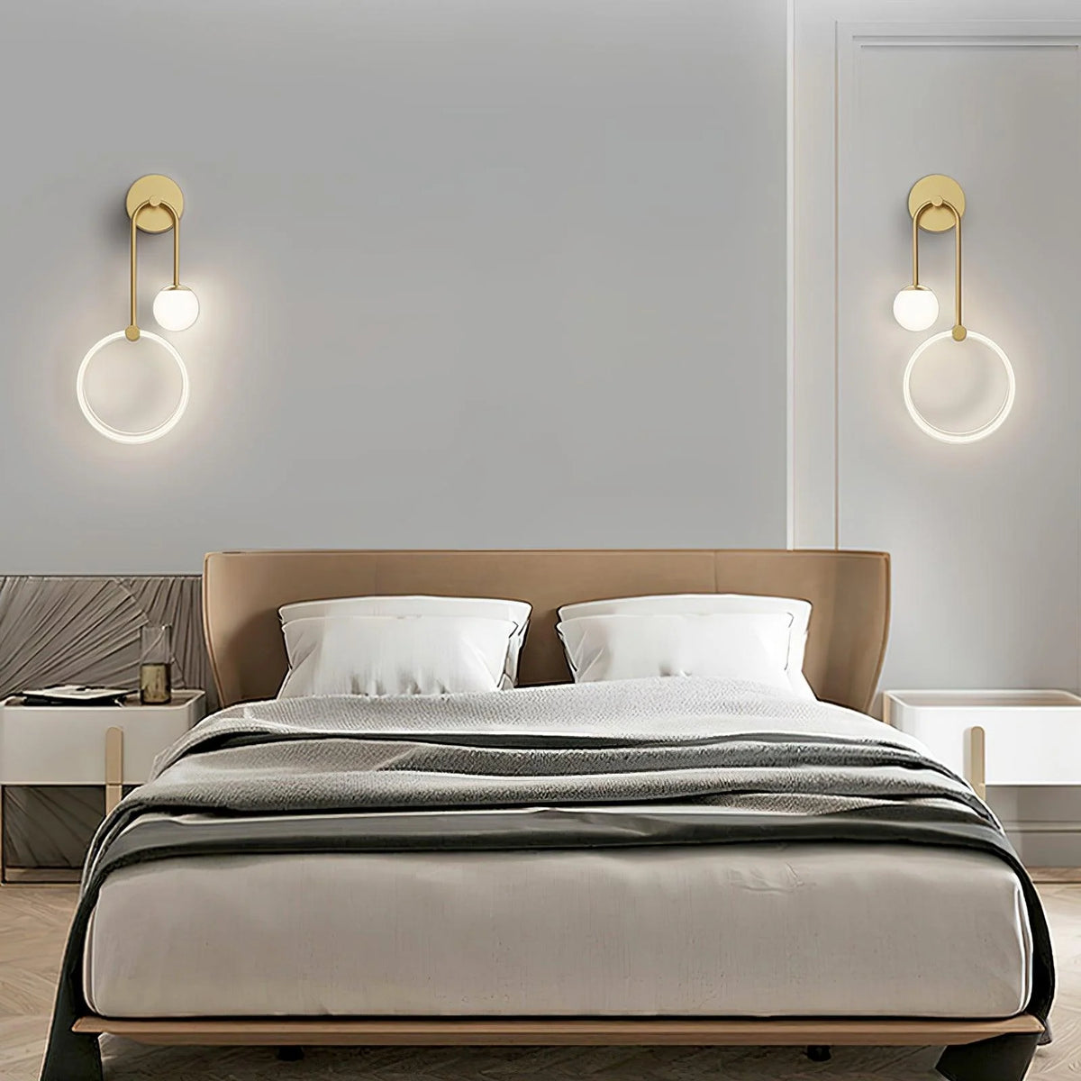 LED Wall Light | Tricolor LED & Brass Glass